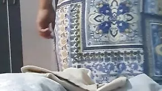 Step mom get changes her clothes in front of step son being naked