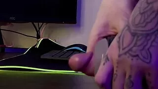 Eva Borisova stroke in a open masturbator (side view)