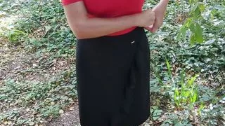 Watch my milf wife with big natural tits stripping outdoors - naughty exhibitionist fun