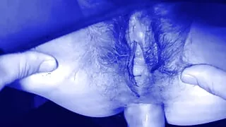 Slo-motion hairy pussy and ass fucking in POV (no sound)