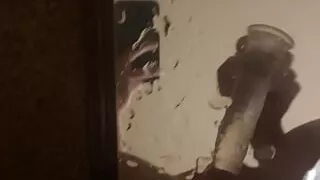 huge dildo makes me squirt all over my mirror