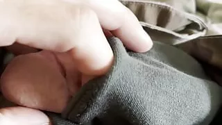 Hot jerk off session in several underwear - army specialist wearing his uniform