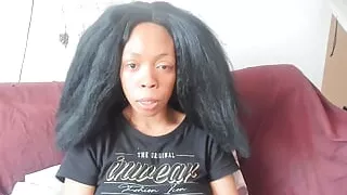 Jerk off Instruction, Feet Close-up, Ebony Curled Toes Close to Cam, Multiple Fountain Squirting