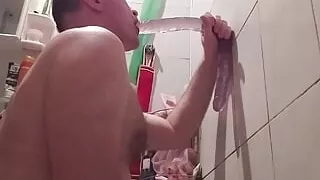 bananaman1978 fucks himself in the throat with dildos of different sizes