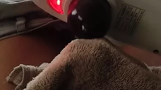 Cumshot with the help of vibrator