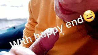 Amateur blowjob with happy-end for everybody who meet her