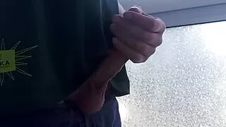 Touching cock on my balcony