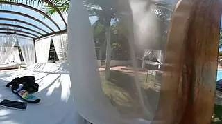 Sucking husband in hotel pool vr 360