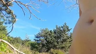 Getting naked outside and cum