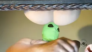 Humping Toy To Orgasm While Wearing Alien Mask