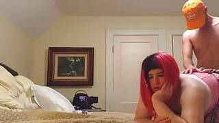 Trans Fucked Doggystyle in Bedroom