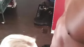 Sucking his cock then he bends me over to fuck me an rewards me with a huge facial.