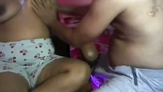 Desi woman's hot boobs press and excite with sound.