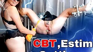Femdom Ballbusting CBT EStim & Cattleprod on my Slave! Bondage Discipline Real Homemade Amateur Couple Female Domination Anal