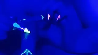 Blowjob with blacklight UV fun British couple bbw