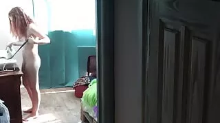 This is the longest I've watched my girl naked while doing her chores