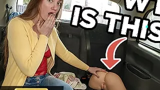 Fake Taxi Brunette babe finds a rubber vagina and offers up her real pussy for free