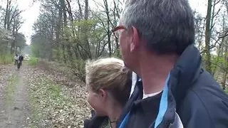 Wild German babe gets banged by two loaded cocks at the same time