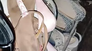 Hot 19 year old's black pumps borrowed for a few hours