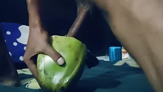Coconut will also give you real pleasure like ass and pussy. Try not to cum fast. Nariyal ko choda or pani andar nikal diya.