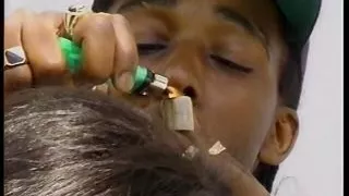 babe gets cum on tits and gives blowjob  before getting pussy rammed with black cock