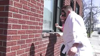 3-Way Porn - A Busty Milf is Nailed Hard by her Husband and the Neighbor