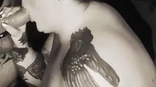 BBW Elizabeth Dresden Sucks Cock and Gets Cum All Over Her Tits