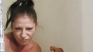 Bratty American MILF Messy Dildo Shower Play