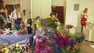 Curly hair and long legs bounce around as this ebony girl rides her white guy