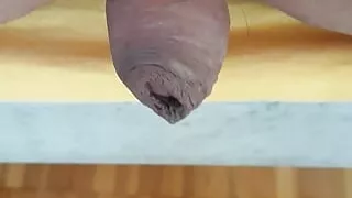 Tied Balls upside down and playing with my small cock