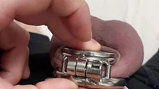 Releasing micro chastity cage with penis plug