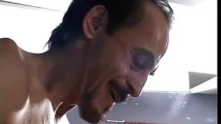 Young blonde gets four hard cocks in her holes