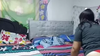 I record my stepsister while she tidies up the room, what a nice ass she has, I want to fuck her