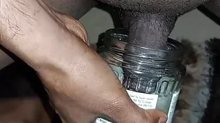 Bottle, Ebony, Latino, Naked, Penis, Small Cock