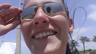 Outdoor masturbation on the beach and shaving pussy