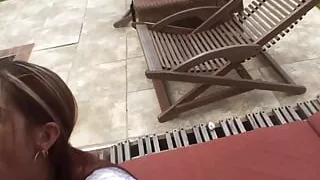 Amateur babe Cherry Lane enjoys outdoor interracial sex