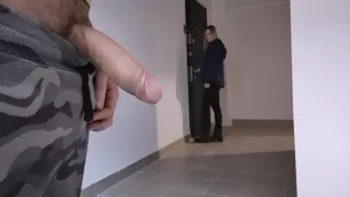 A Man Showed A Dick To His New Beautiful Neighbor, He Jerks Off A Dick In Front Of Her, She Is Excited In Shock And Wants To Touch His Big Dick And Masturbate Him 5 Min