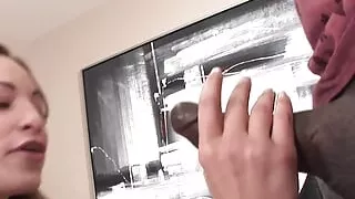 Hot Amber Rayne sucks a big black cock