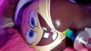 I got Fucked wearing my Sponge-Bob Booty Shorts - Wet Cunt vs sex Machine