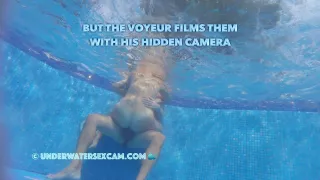 This couple thinks no one knows what they are doing underwater in the pool but the voyeur does