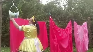 In sailor's outfit to spread satin sheets