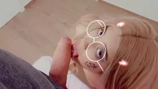 Young blonde fills her mouth with a giant cock