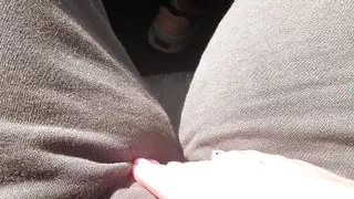 Playing with My Creamy Pussy until I Cum in the Car in the City Center