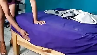 Emma the busty stepdaughter gives her stepfather a great deep blowjob to earn permission