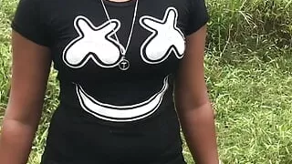 Stepmom enjoying boobs massage In jungle