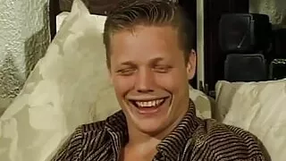 Naughty blonde drills boyfriend's asshole with a dildo after interview