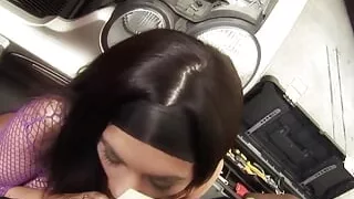 Kat Lee And Kit Lee Getting Drilled In Garage