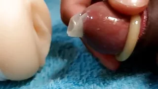 fucking a silicone vagina with a condom