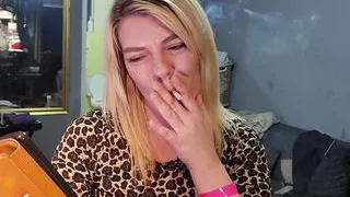 Cute girl sitting at my bar flashing no panties