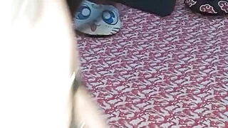 Otaku Dressed as a neko asks for her cum playing with 2 anal and vaginal dildos